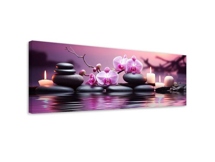 Feeby Wandbild zen spa zusammensetzung, Pink, Orientalisch, Rechteckig, 90x30 cm, Bilder & Rahmen, Bilder, Leinwandbilder