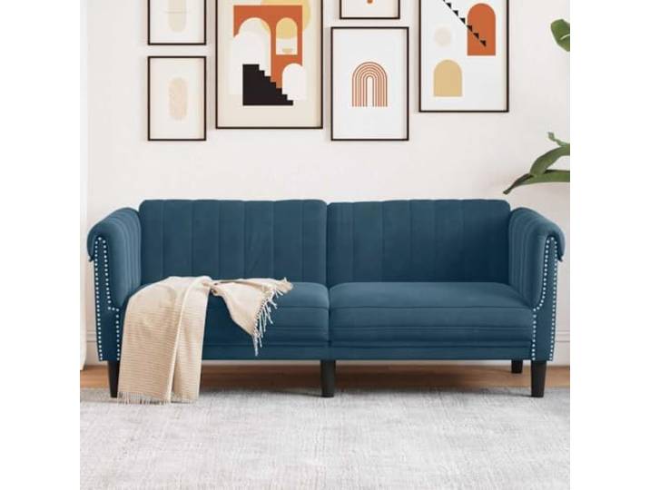 HEFZGDB 2-Sitzer Sofa Blau Samt Modernes Design Wohnzimmer Sessel mit Weichem Stoff und Stabilen Stützbeinen für Entspannung Komfortables Sitzgefühl durch Dicke Polsterung Maximale