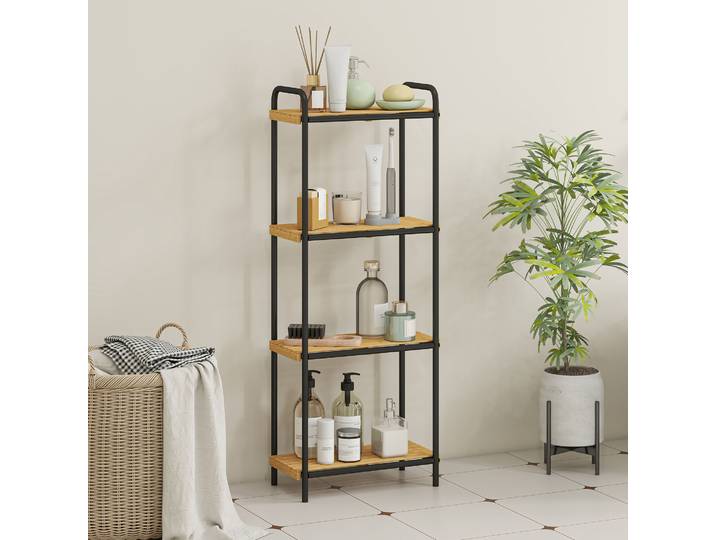 HOMCOM Étagère Bambou 4 Niveaux 41,5x21,5x106cm Naturel