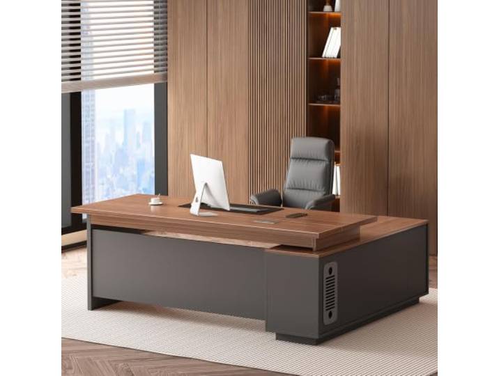 Scribora L-förmiger Schreibtisch 160 cm mit Schubladen und Seitenregal (Rechter Schrank)