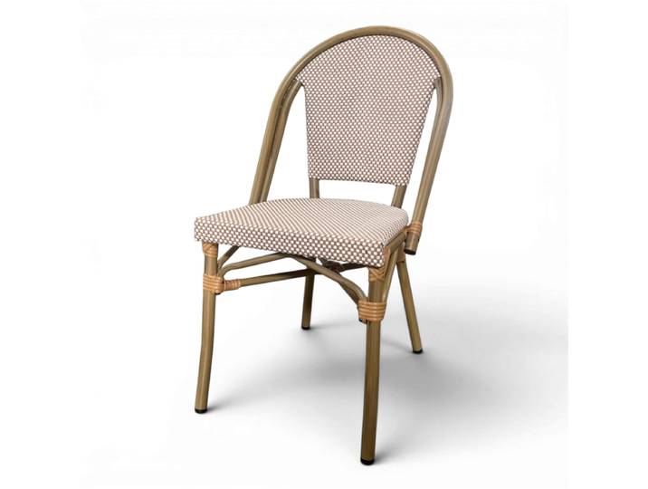 Chaise de terrasse LAZARE - Textilène Beige et Blanc