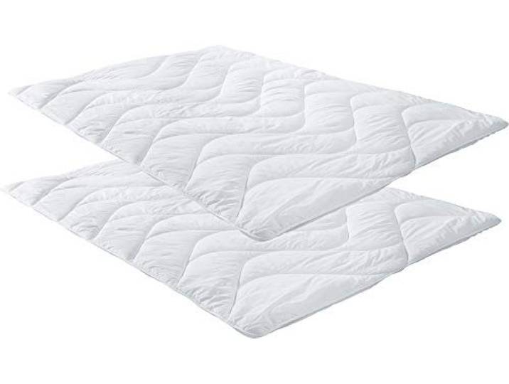 Erwin Müller Leicht-Steppbett Lech mit Faserfüllung 2er-Pack weiß Größe 155x220 cm - optimaler Feuchtigkeitsabtransport, pflegeleicht, waschbar, in ergonomischer Wellensteppung