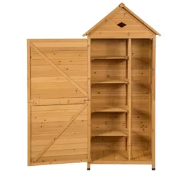 Helloshop26 - Gartenhaus mit 5 Regalböden 80 x 35 x 177 cm sicher und ansprechend aus braunem Tannenholz 20_0018927
