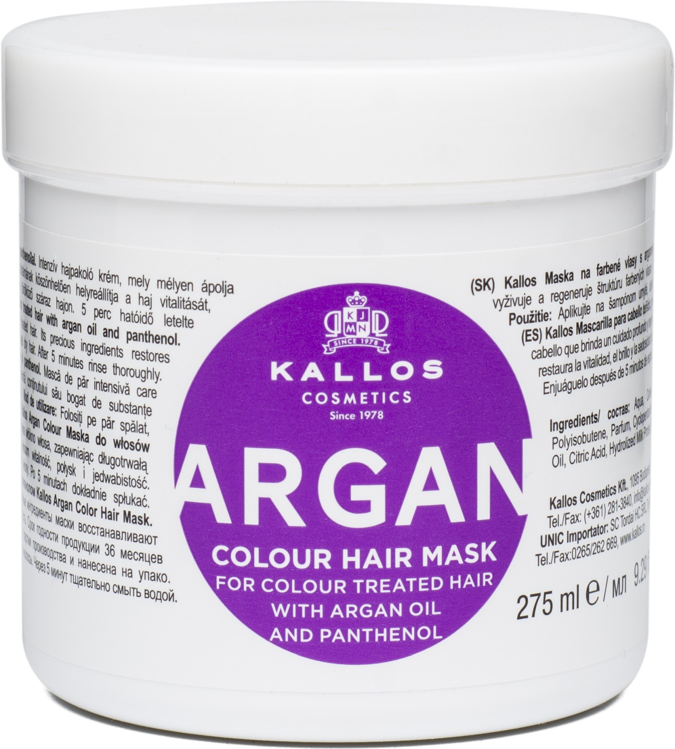 Kallos KJMN Argan Colour Hair Mask 275 ml KA-KJMN2150