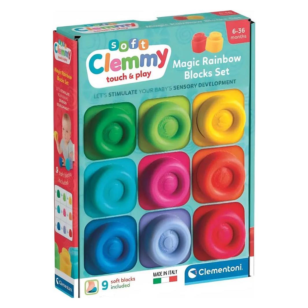 Clementoni Clemmy Magischer Regenbogen Bausteine 9 Stück Weich Sensorisch 17604 (17604)