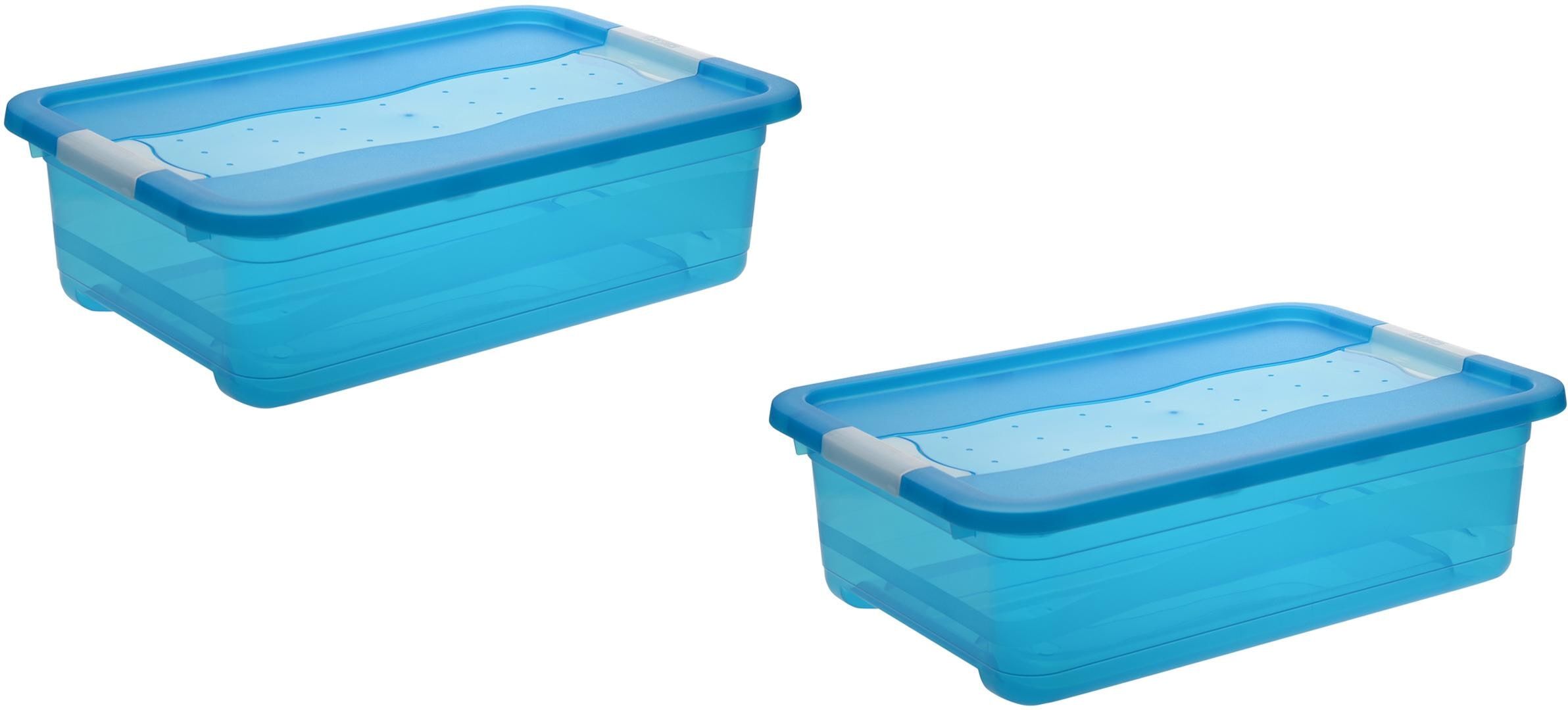 Organizer KEEEPER "cornelia", blau, B:39,5cm H:17cm T:59,5cm, Kunststoff, Aufbewahrungsboxen, Organizer, Aufbewahrungsbox, 28 L, mit Deckel, Schiebeverschluss blau Einheitsgröße