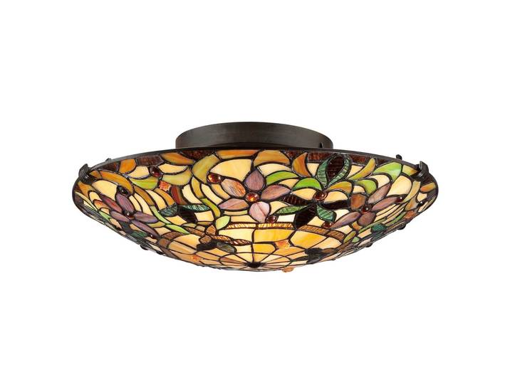 Kami Deckenleuchte, buntes Glas, 43 cm - QUOIZEL - Wohnzimmer - Tiffany - Mit Abstand