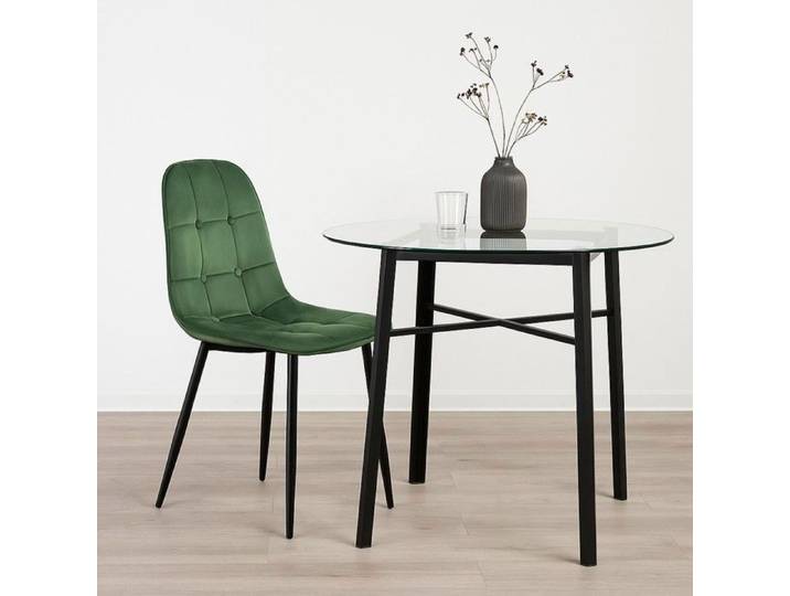 CHAISE DE CUISINE / SALON VERTE AVEC CAPITONNAGE - REVÊTEMENT EN TISSU VELOURS