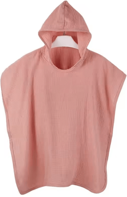 Uplift Curations Soft Cotton Gauze Baby Hooded Bath Towel Poncho For Cozy Drying & Comfort pink