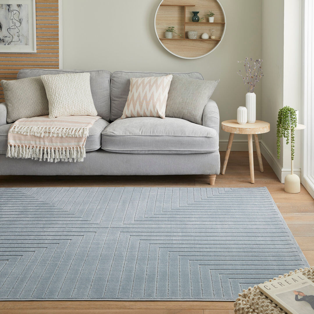Concept Looms Geometric Pile Low-Effect patterned Machine Woven Blue Area Rug Blue Rectangle 160 x 220cm