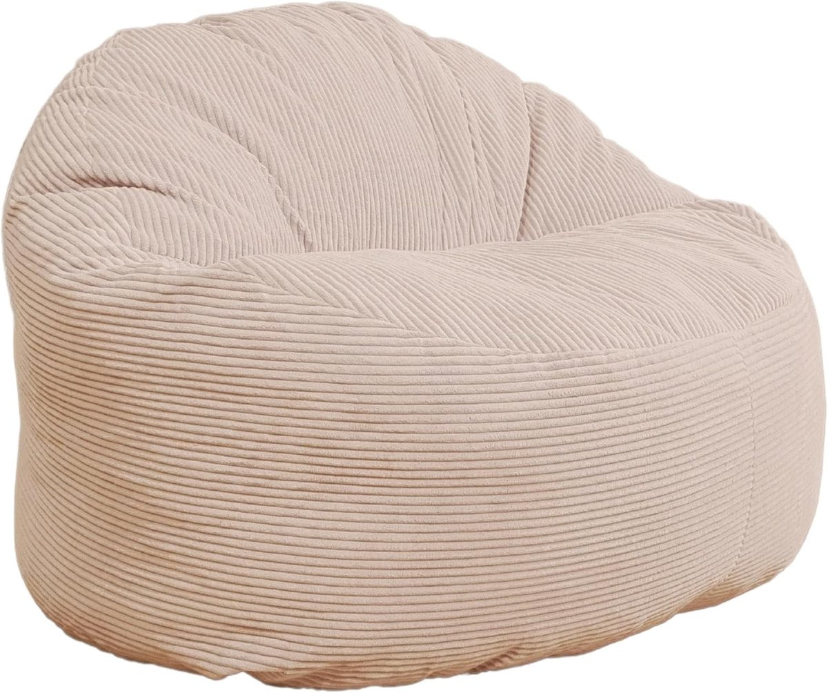Zitzak Stoel Poef Gebroken Wit Corduroy 100 cm