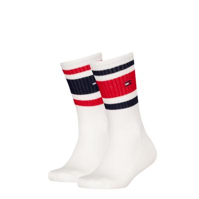 Socken TOMMY HILFIGER "TH KIDS SOCK 2P SPORT STRIPE", Mädchen, Gr. 35-38, Sockengröße, bunt (weiß), Baumwollmischung, normal, Socken Socken