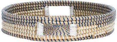 "SAFAVIEH Hawley 15.7-Inch Round Rattan Tray, Coastal Home Decor - 16"" W x 16"" D x 3"" H"