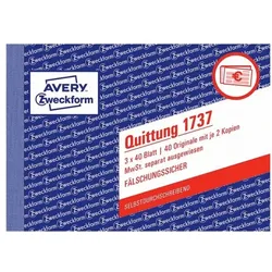 Avery Zweckform Formularbuch »Quittung, MwSt. separat mit Netto-Brutto« - 3-fach gelb, 14.8x10.5 cm