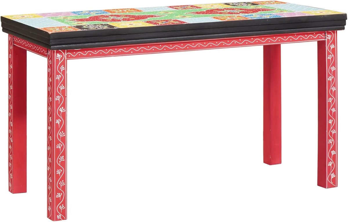 Set van 3 Nesting Bijzettafels met Mozaïekdesign van Massief Hout - Meerkleurig