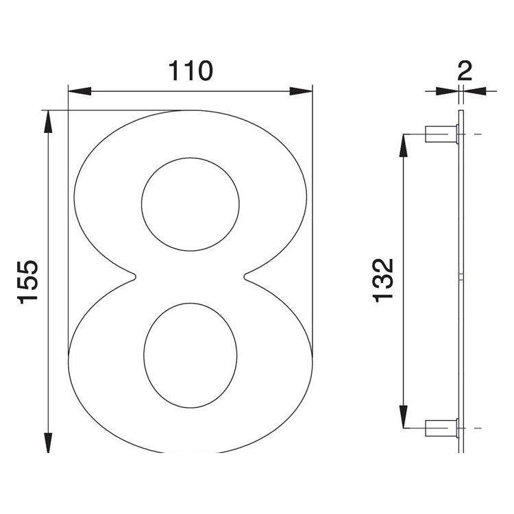 EDI Hausnummer Ziffer 8 Edelstahl matt 150 mm Breite 110 mm (2508/0000/00)