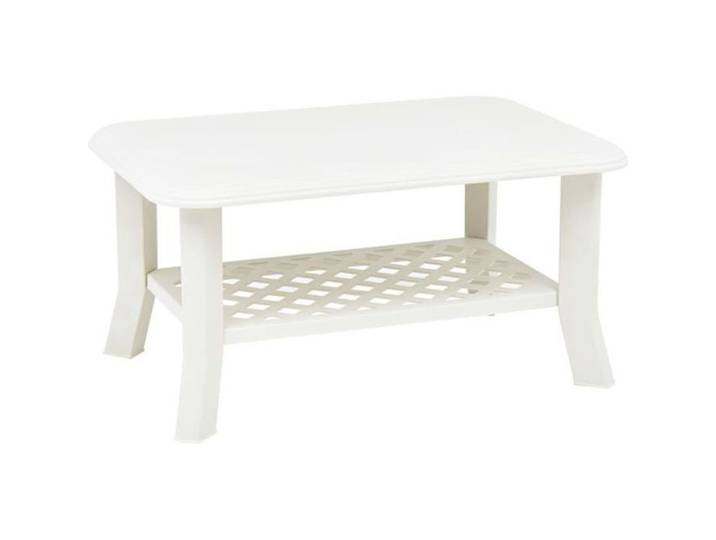 Table basse de jardin en plastique - Résistante aux intempéries - Blanc