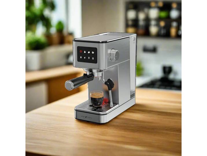 KeMar Kitchenware Espressomaschine KEM-117, Edelstahlsiebfilter, Touch Display, 20 Bar, 1,7 Liter Wassertank, schlankes Design