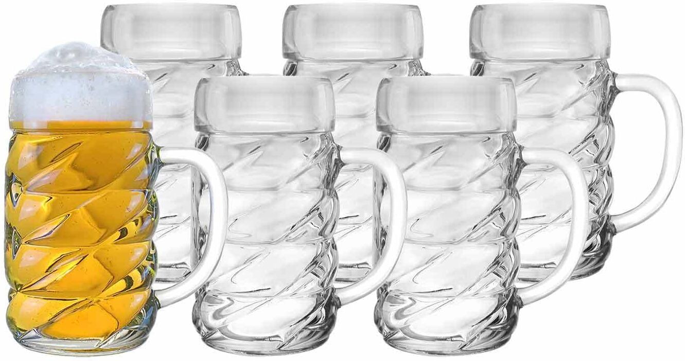 Bierkrug STÖLZLE "Bierkrüge Diamond 500 ml 6er Set transparent", bunt (transparent), Glas, Trinkgefäße, Bierkrug