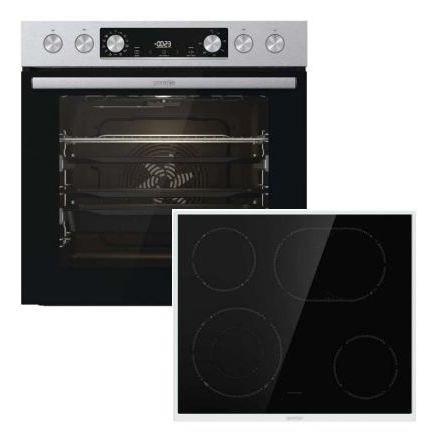 Gorenje Steel Set EX (BCS6737E12X + ECD634X) Herdset maxi AutoClean AquaClean mit 60 cm Glaskeramik Kochfeld 745941