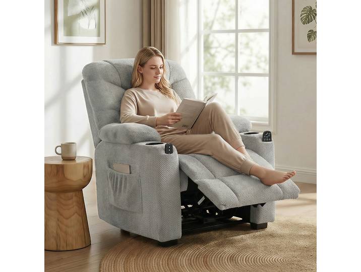 HOMCOM Fauteuil Relax Électrique Massage Chauffant Gris