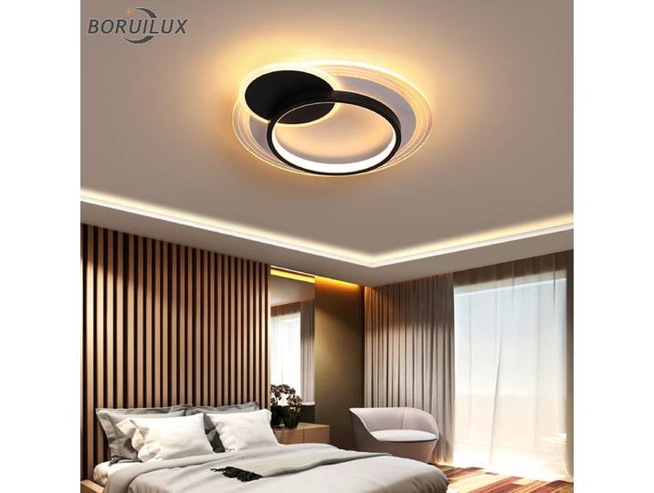 Plafonniers LED modernes en acrylique à intensité variable, lampes d'intérieur, salon, salle d'étude, chambre à coucher, couloir, allée, éclairage domestique, noir, blanc, nouveau