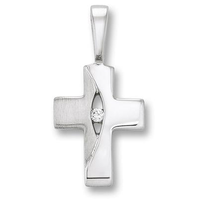 Kettenanhänger ONE ELEMENT "Zirkonia Kreuz Anhänger aus 925 Silber", silber, Schmuckanhänger, Damen, Silber 925 (Sterlingsilber), Kettenanhänger, edles Design – modisch & dezent zugleich