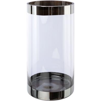 Bodenvase CREATIV DECO, transparent, H:30cm Ø:15cm, Glas, Vasen, mit silberfarbenen Absetzungen