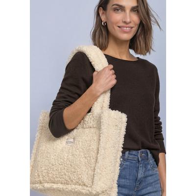 Shopper STREET ONE, Damen, beige (barley beige), Stoff, Polyester, Taschen Shopper, in Teddyfell Optik