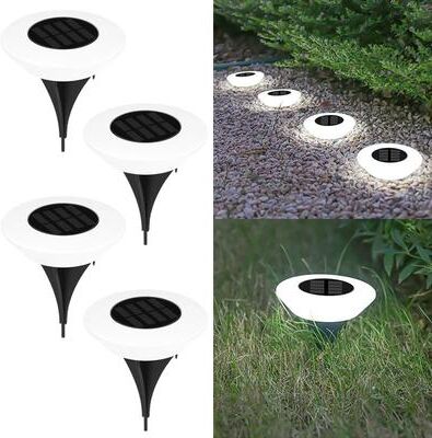 Inspired Living SolarGlow 14LED Solar Ground Lights Waterproof Outdoor Landscape Pathway Lights (4 Pack) white 4pcs