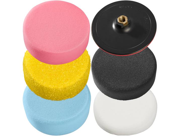 Set d'éponges de polissage 150mm + disque 150mm - multicolore