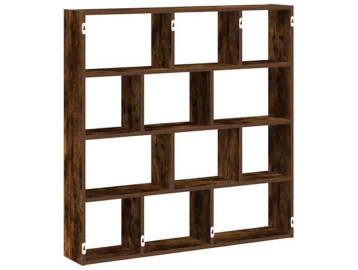 QINXIXINAIXI Würfelregal 12 Fächer Räuchereiche Holzwerkstoff Wandmontage,Schweberegal,zeitloses Design,feuchtes Tuch reinigen,kein Bodenplatz