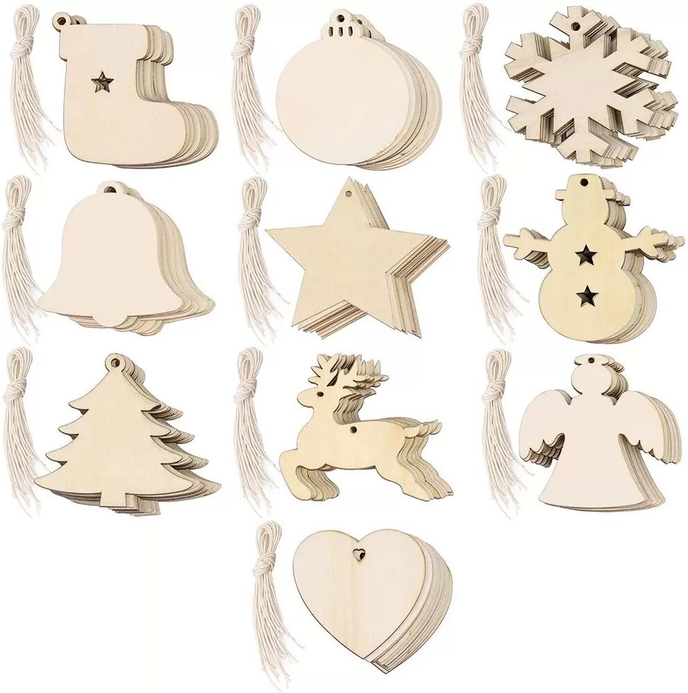 INF Weihnachts-Schneemann-Ornament-Set mit Glocken - Holzdekorationen für die Feiertage