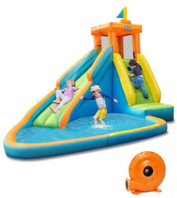 Costway Inflatable Water Slide Kids Bounce House with 740W Blower