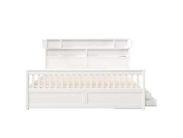 Lit plateforme en pin et contreplaqué blanc 180x200 cm