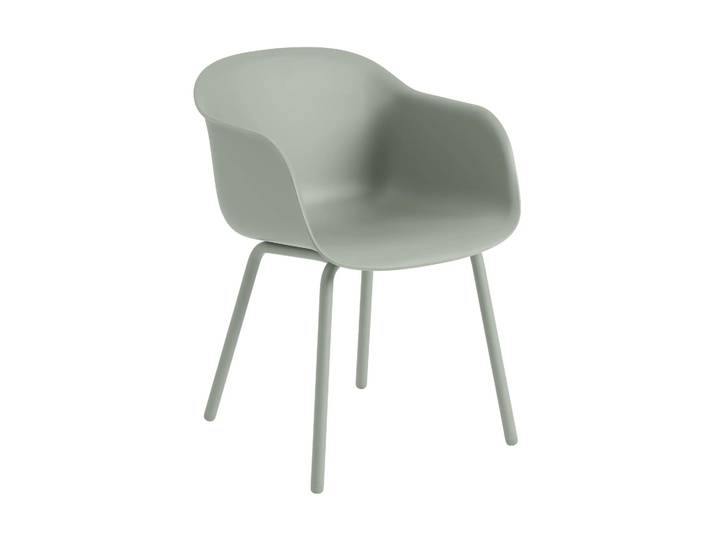 Muuto Fiber Outdoor Armchair mit Stahlbeinen Dusty green