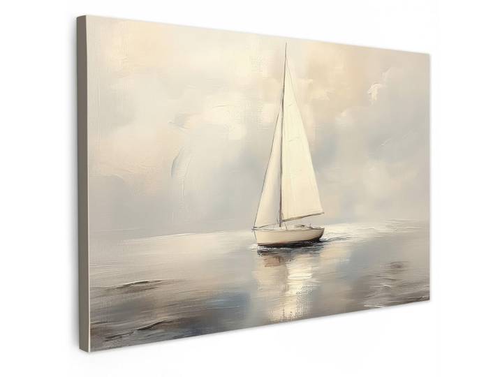 MuchoWow Leinwandbild Segelschiff - Meer - Bewölkt XXL 150x100 cm, Creme, Kiefer, Rechteckig, 150x100 cm, gerahmt, Bilder & Rahmen, Bilder, Leinwandbilder