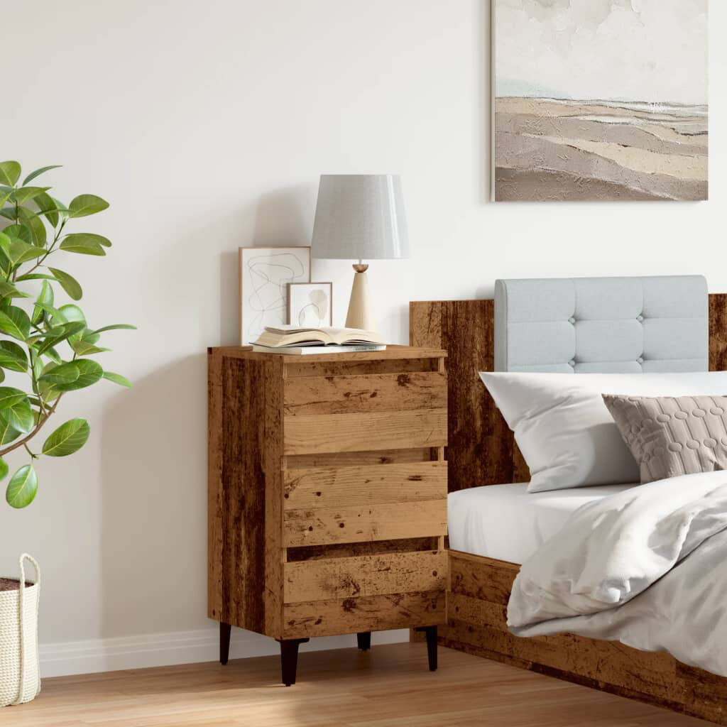 Rio Pythagoras 40 cm W Bedside Table Old Wood 69cm H X 40cm W X 35cm D