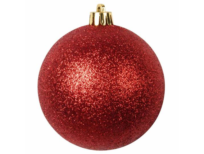 Weihnachtskugel, rot mit Glitzer