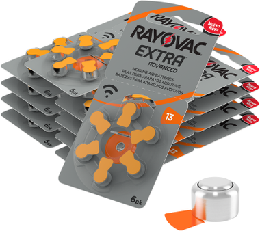 Rayovac Extra Size 13   Orange   Hearing Aid Batteries   60 Pack