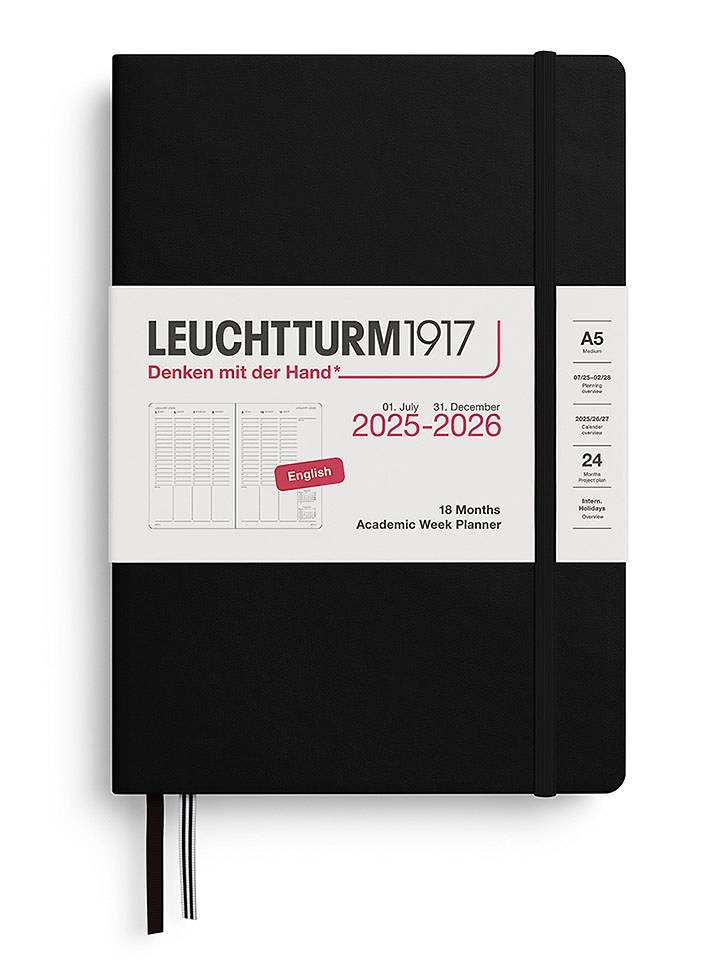 LEUCHTTURM1917 Akademischer Wochenplaner in Schwrz - A5 - onesize