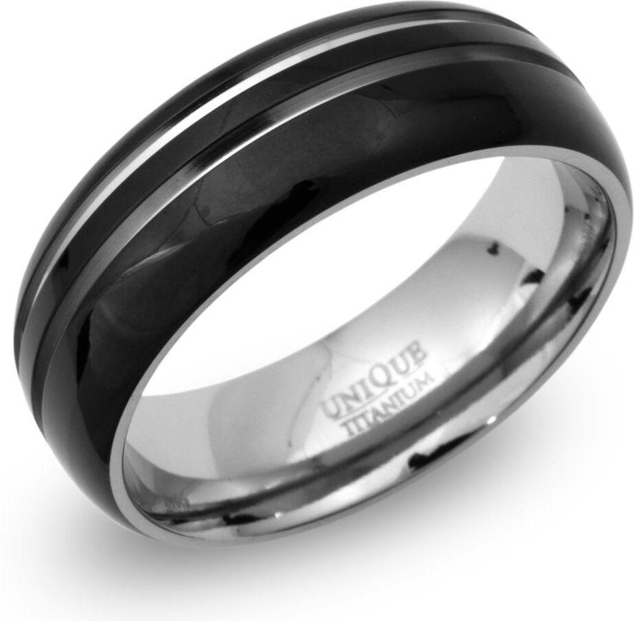 Unique Geschwärzter Titanring (IBP) mit Glanzrillen schwarz