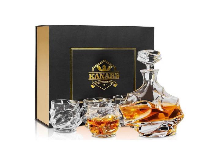 LuxusKollektion Gläser-Set Whisky Karaffe Gläser Set 750ml Dekanter 4x320ml Kristallglas Geschenk, Glas