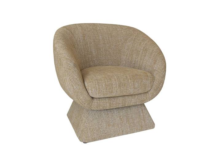 Fauteuil pivotant en tissu tweed ocre chiné