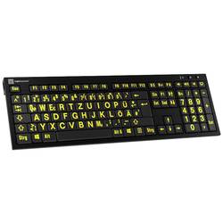 Logickeyboard XL-Print Kabelgebunden Tastatur Deutsch, QWERTZ Schwarz Multimediatasten, USB-Hub, Geräuscharme Tasten LKB-LPYB-BJPU-DE
