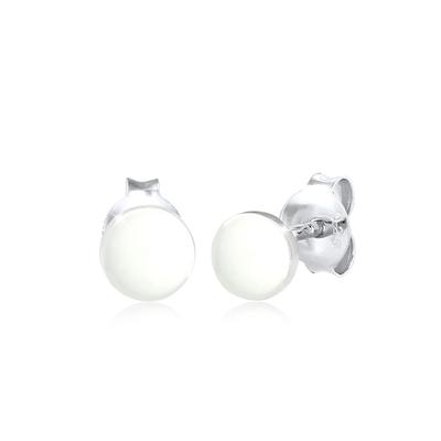Paar Ohrstecker ELLI "Ohrringe Rund Basic Geo 925 Silber Neuheit", weiß, Ohrringe, Damen, ohne Stein, Silber 925 (Sterlingsilber)