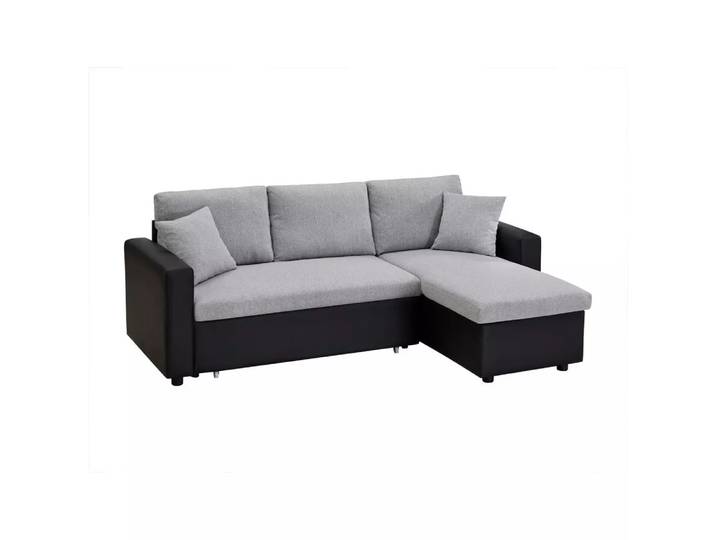 Vente-unique - Ecksofa mit Schlaffunktion GAZUR - Stoff & Kunstleder - Ecke wechselbar - Schwarz & Grau, One Size