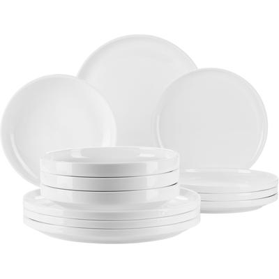Teller-Set MÄSER "VADA, Teller Set, Porzellan", weiß, 12 Stk., Porzellan, Geschirr-Sets
