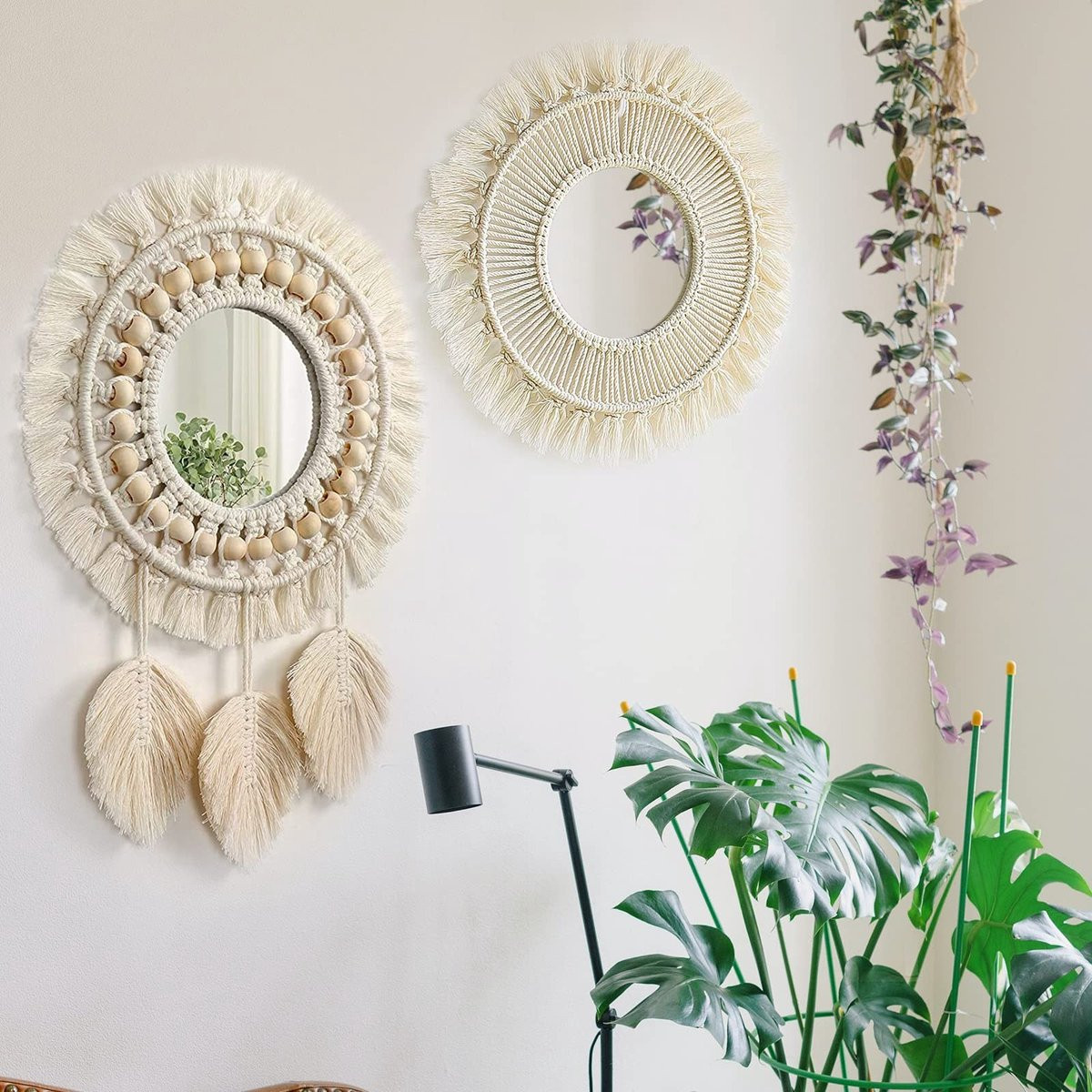 Merkloze set van 2 wandspiegels voor wandmontage
