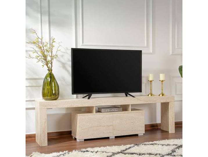 Dmora TV-Schrank Govone 180x31,3x50h cm Beige 2 Böden, 2 Türen